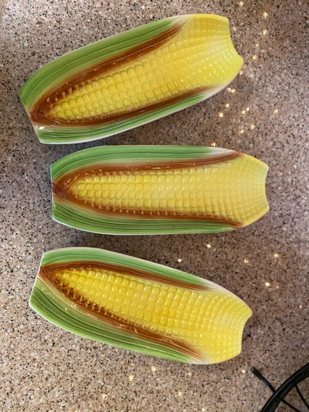 Vintage ceramic Corn-on-the-Cob Serving Dishes - Set of 3.  Made in Japan.